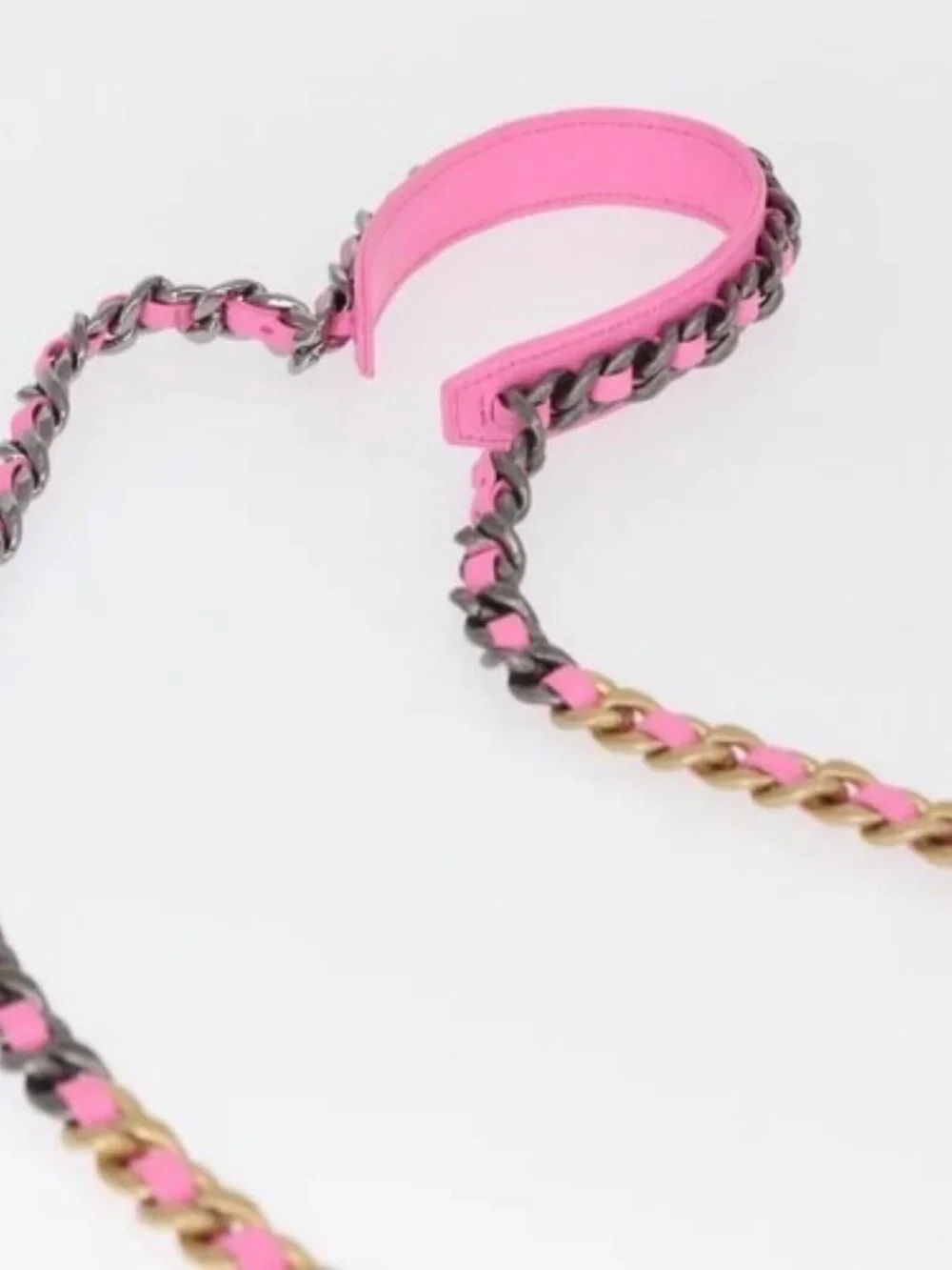 CHANEL Matelasse Chain Shoulder Bag Canvas Pink Gold CC Auth bs32090